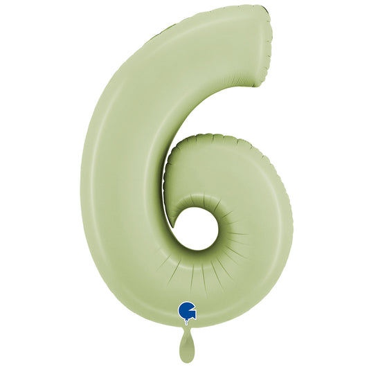 1 Ballon XXL - Chiffre 6 - Vert Olive Satiné