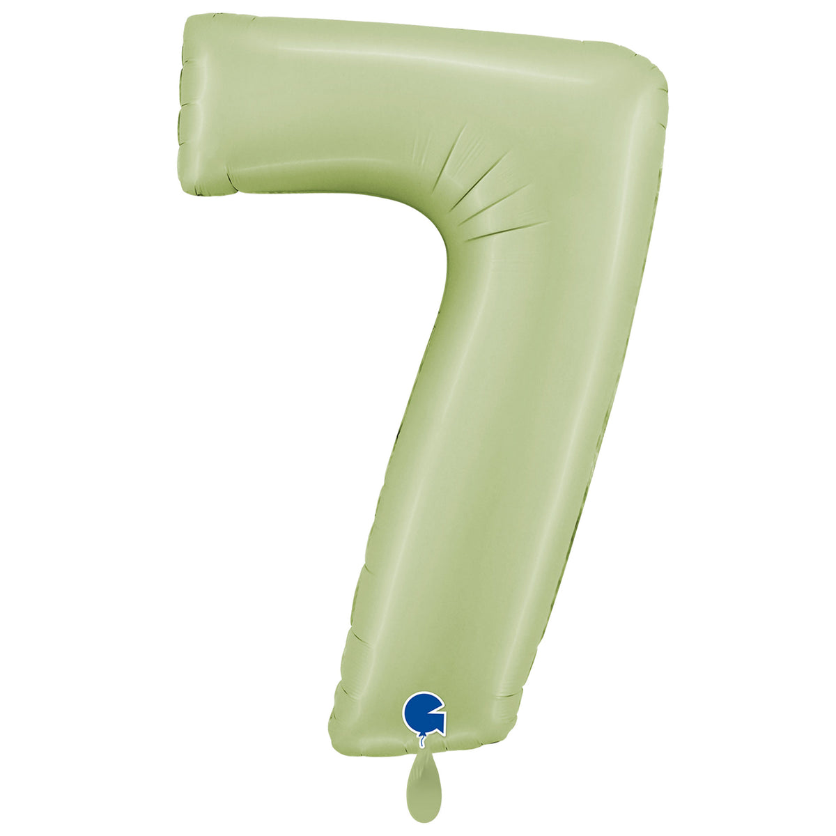 1 Ballon XXL - Nummer 7 - Satijn Olijfgroen