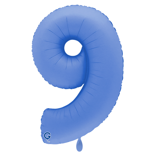 1 Ballon XXL - Chiffre 9 - Bleu Lotus Mat Doux