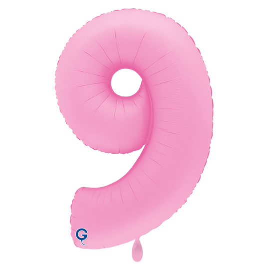 1 Ballon XXL - Chiffre 9 - Rose Sakura mat doux