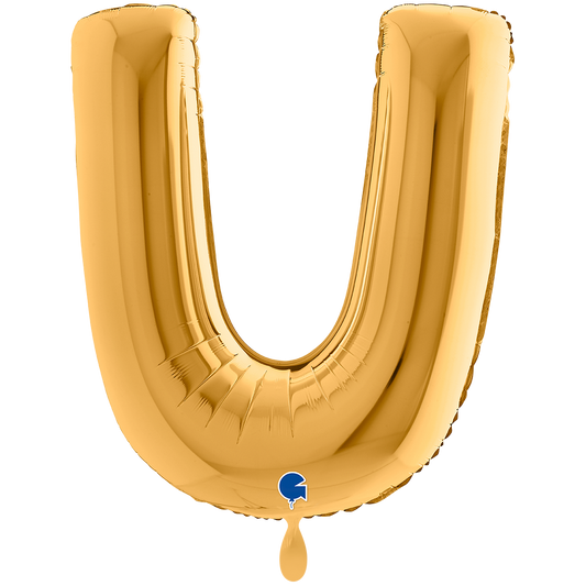 1 Ballon XXL - Letter U - Goud