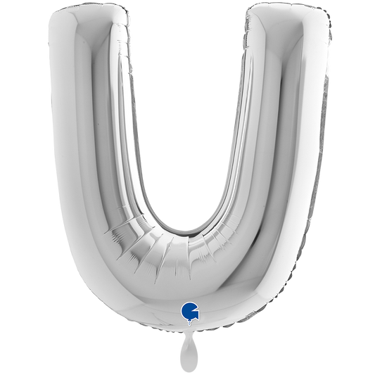 1 Ballon XXL - Letter U - Zilver