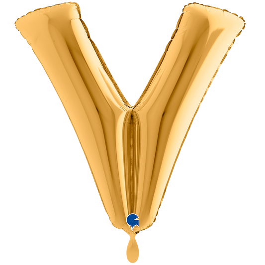 1 Ballon XXL - Letter V - Goud