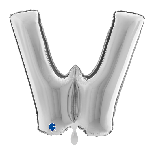 1 Ballon XXL - Letter W - Zilver