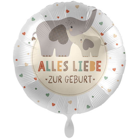 1 Ballon XXL - Baby Neutraal - Olifantenfamilie