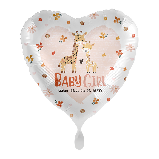 1 ballon - baby girl - giraffenfamilie - NL
