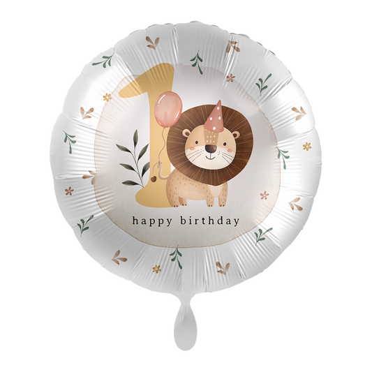 1 Ballon - Kinderverjaardag Jongen - Cijfer 1 Leeuw - ENG