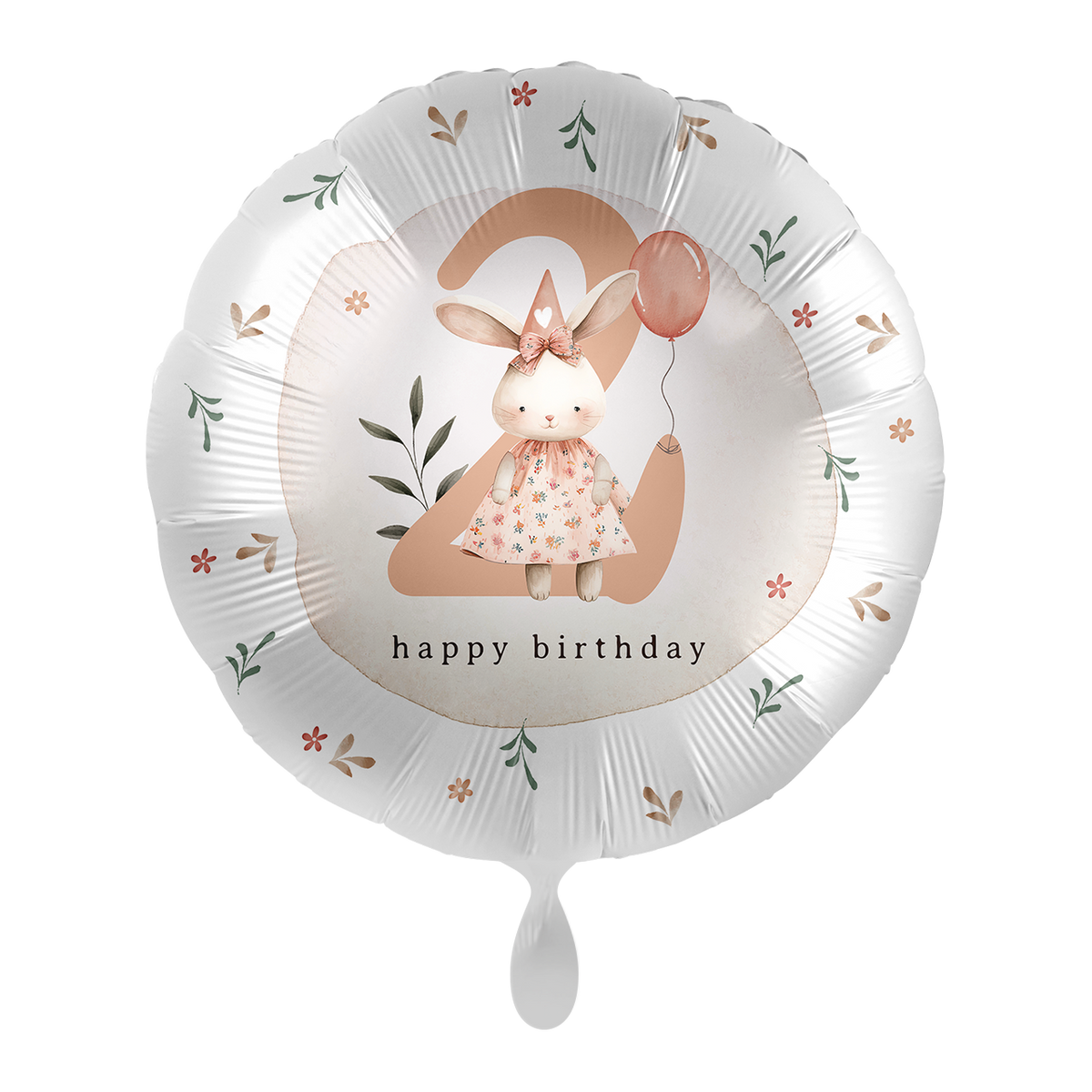 1 Ballon - Anniversaire enfant fille - Chiffre 2 Lapin - ENG