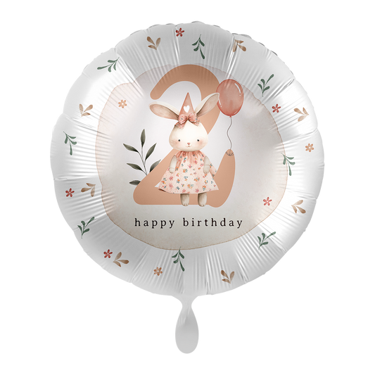 1 Ballon - Anniversaire enfant fille - Chiffre 2 Lapin - ENG