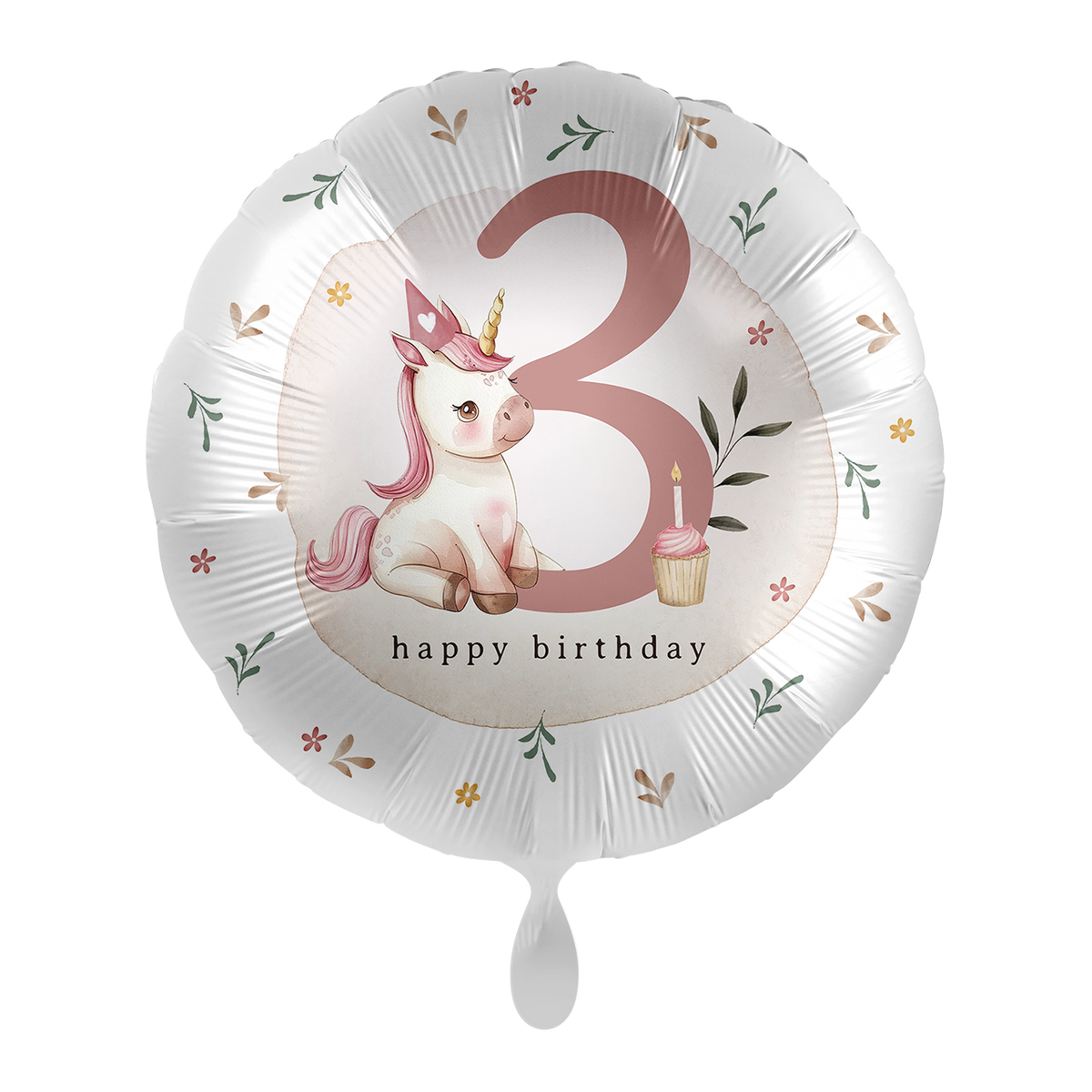 1 Ballon - Anniversaire enfant fille - Chiffre 3 Licorne - FR