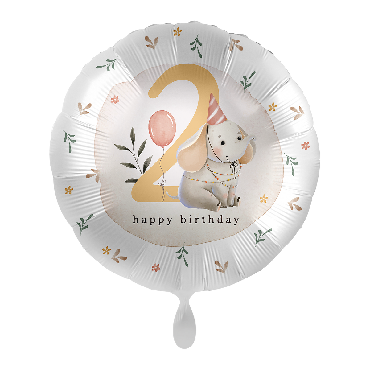 1 Ballon - Kinderverjaardag Neutraal - Cijfer 2 Olifant - ENG