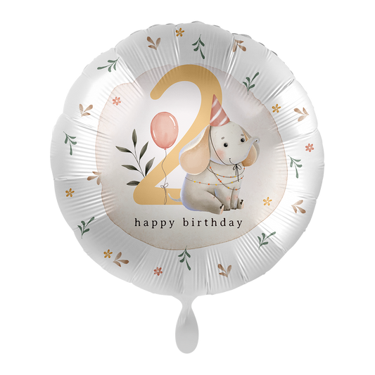 1 Ballon - Anniversaire enfant neutre - Chiffre 2 Éléphant - ENG