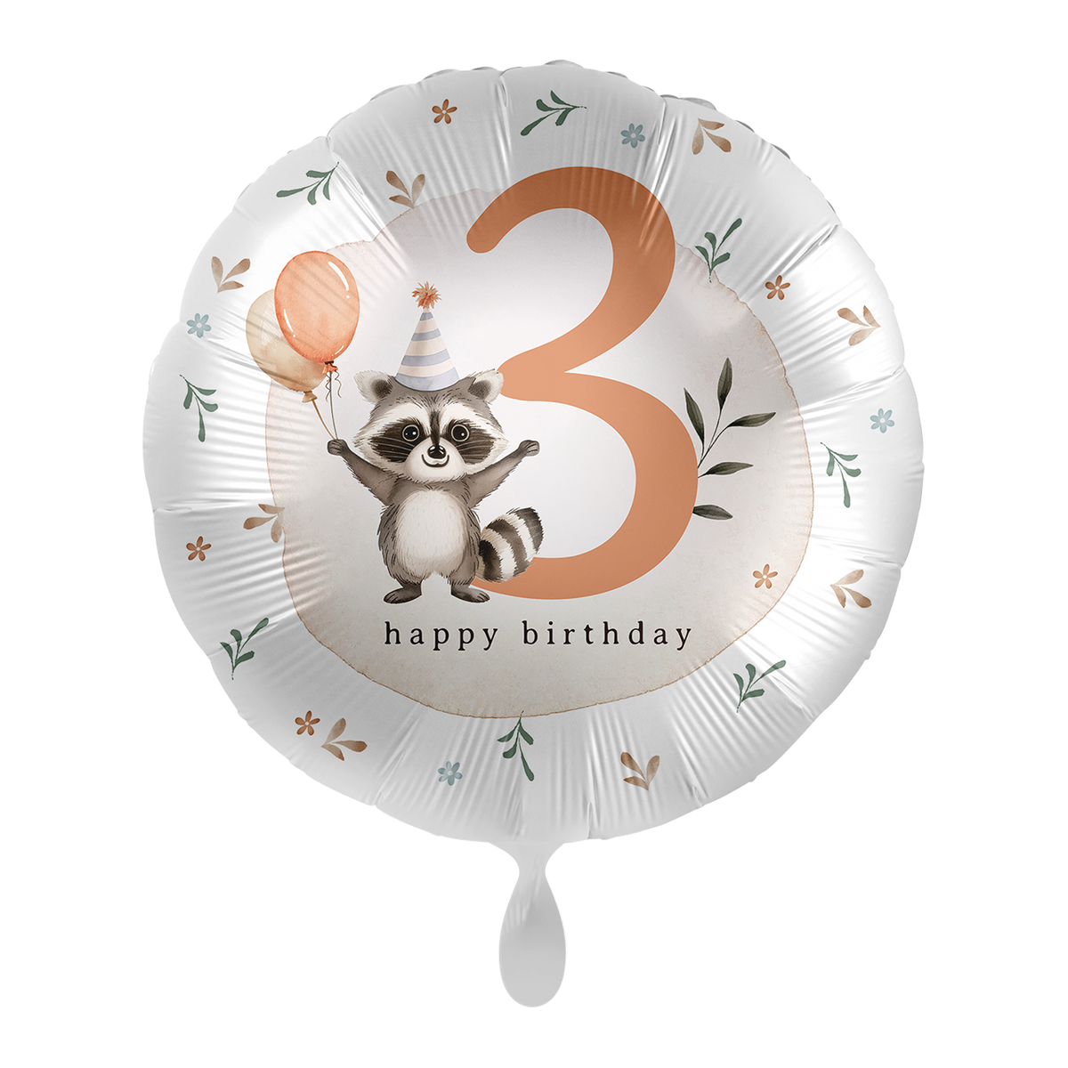 1 Ballon - Anniversaire enfant neutre - Chiffre 3 Raton laveur - ENG