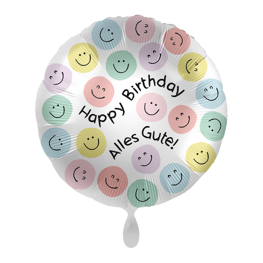 1 Ballon – Smiley Coloré Anniversaire – ALL