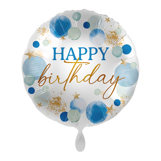 1 Ballon - Happy Birthday Bleu Chanceux - FR