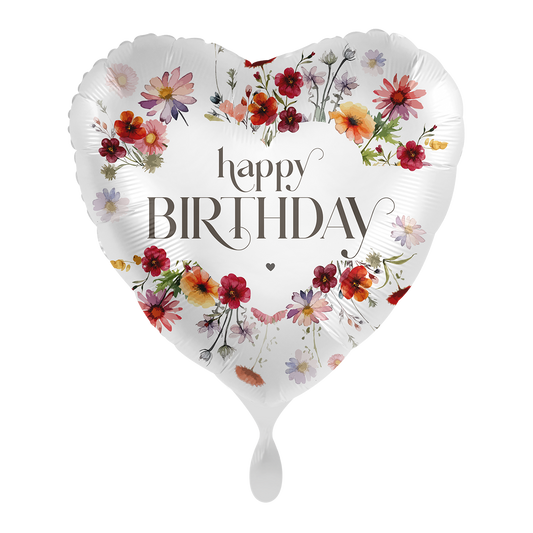 1 Ballon – Joyeux anniversaire – Fleurs des champs multicolores – FR