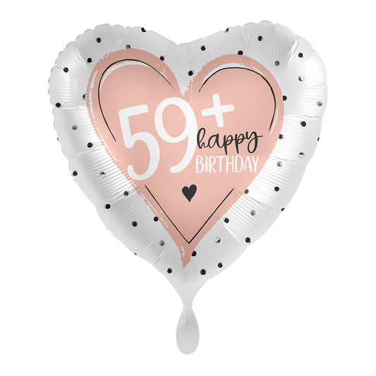1 Ballon - Glanzend - 59+ Happy Birthday - ENG