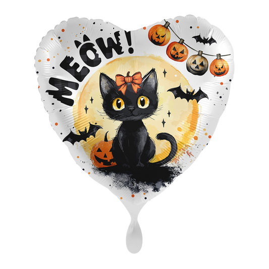 1 Ballon - Meow-Zwarte Kat - NL
