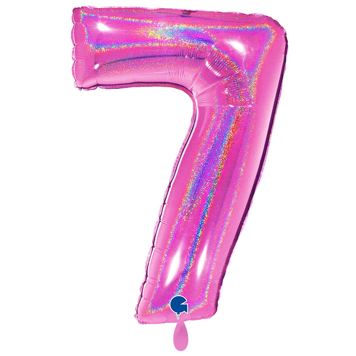 1 Ballon XXL - Nummer 7 - Glitter Holografisch Fuxia