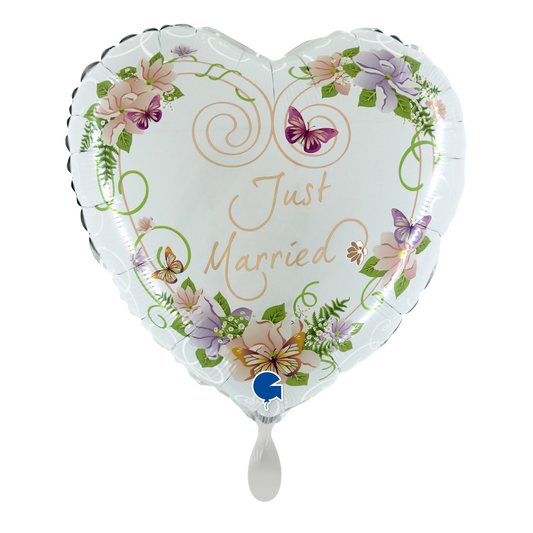 1 Ballon - Cœur Fleurs Jeunes Mariés