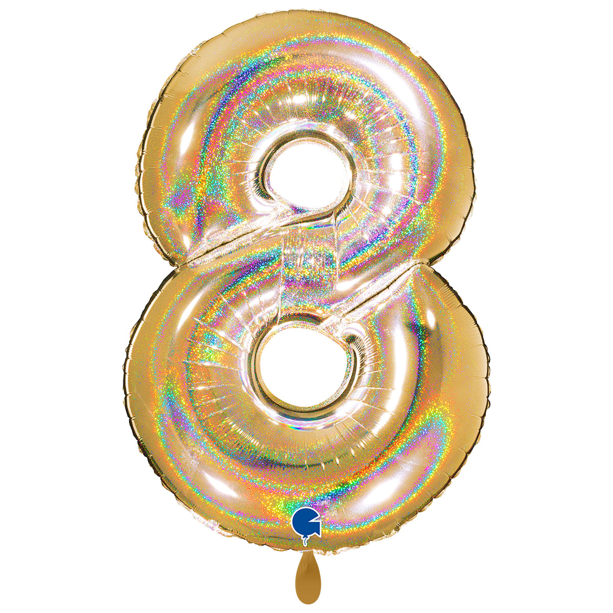 1 Ballon XXL - Chiffre 8 - Or Holographique Pailleté