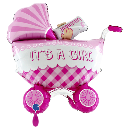 1 Ballon XXL - It's A Girl Buggy 3D
