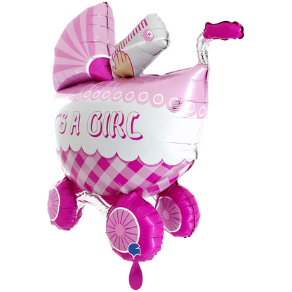 1 Ballon XXL - It's A Girl Buggy 3D