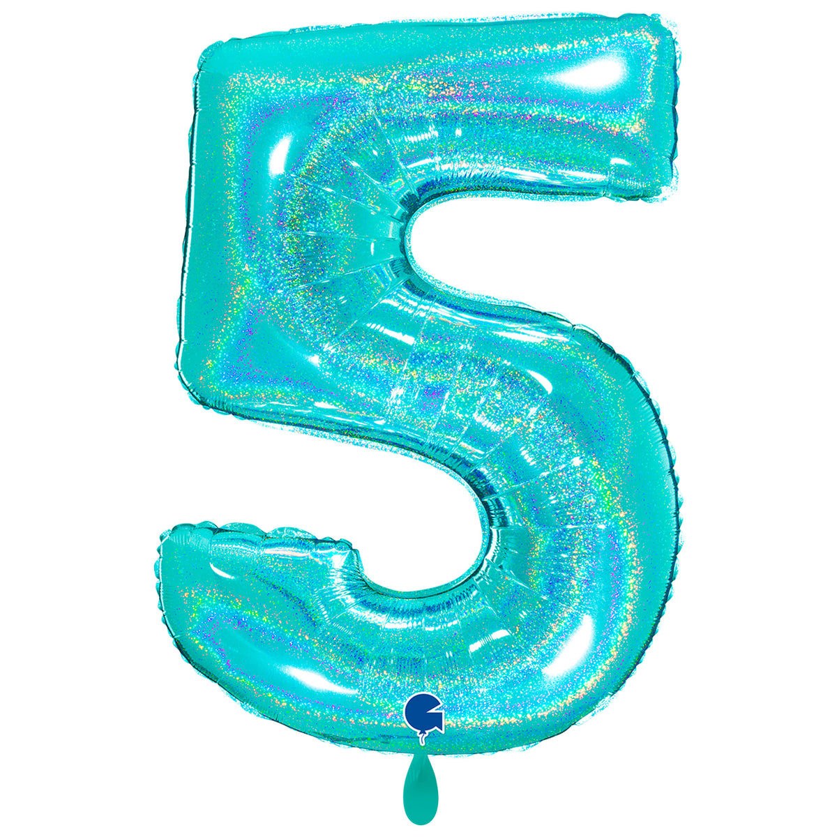 1 Ballon XXL - Chiffre 5 - Paillettes holographiques Tiffany