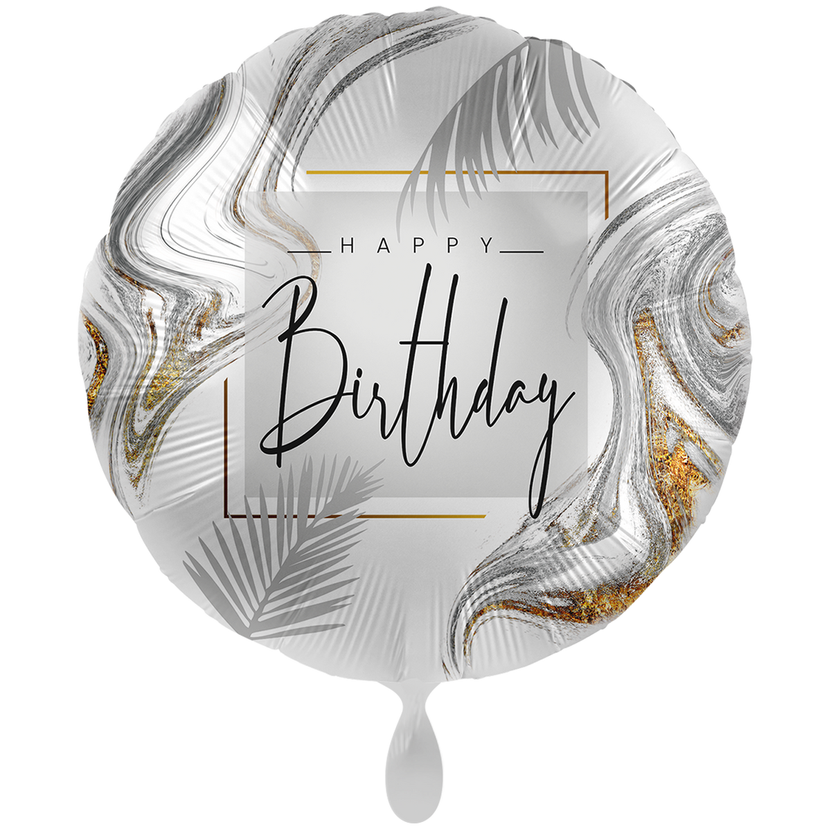 1 ballon XXL - Joyeux anniversaire moderne argenté - ANGLAIS