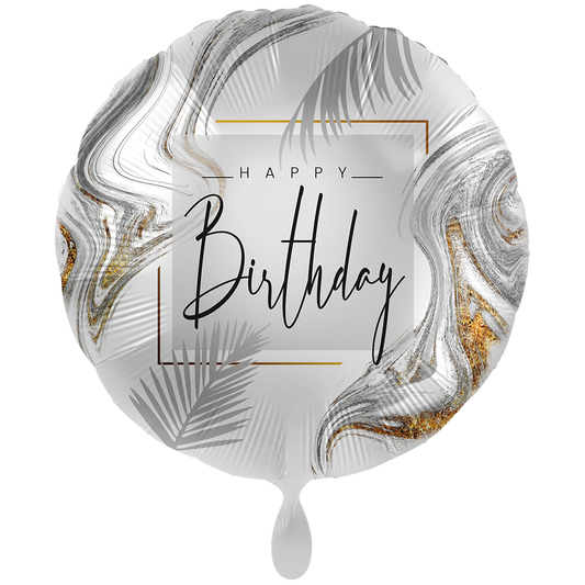 1 ballon XXL - Joyeux anniversaire moderne argenté - ANGLAIS