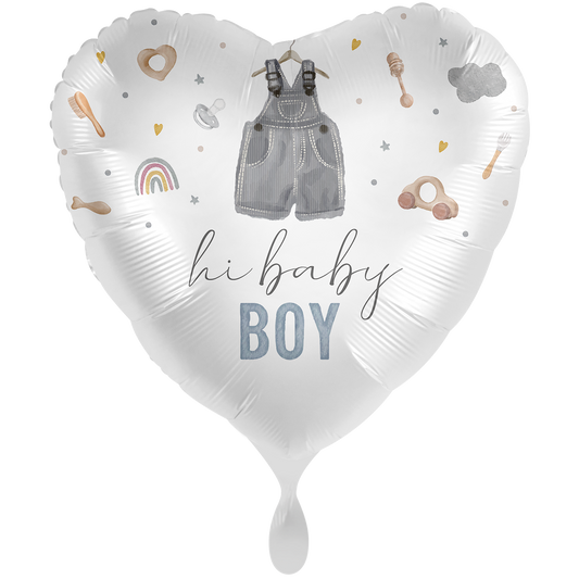 1 Ballon XXL - Schattig Baby Jongen Hart - ENG