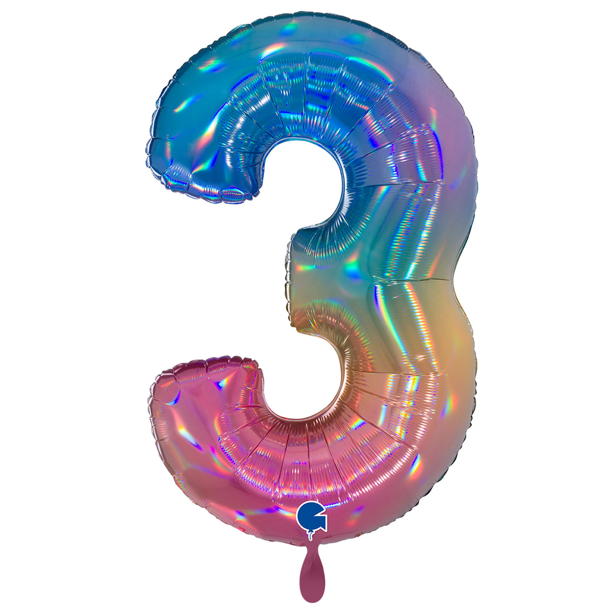 1 Ballon XXL - Chiffre 3 - Arc-en-ciel coloré