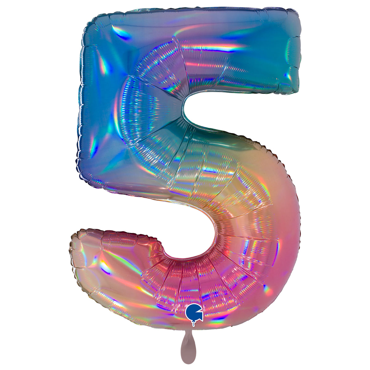 1 Ballon XXL - Chiffre 5 - Arc-en-ciel coloré