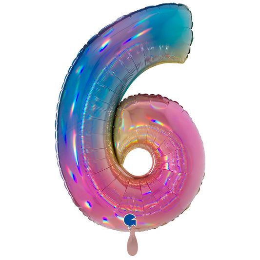 1 Ballon XXL - Nummer 6 - Kleurrijke Regenboog