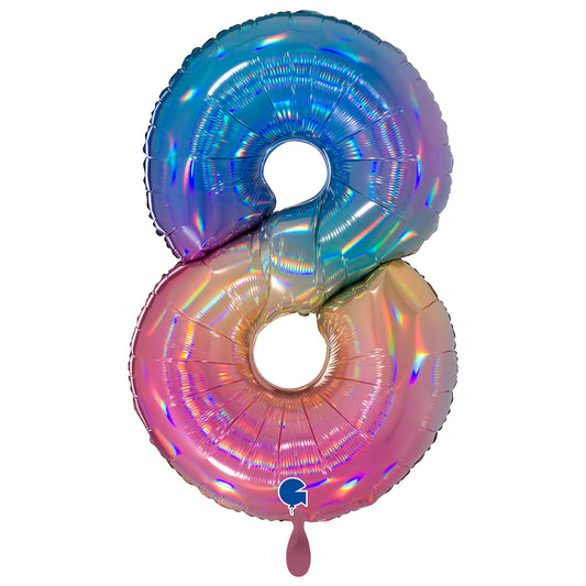 1 Ballon XXL - Nummer 8 - Kleurrijke Regenboog