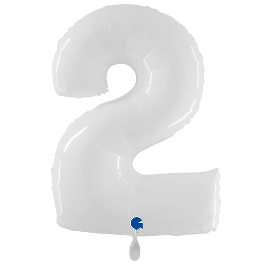 1 Ballon XXL - Chiffre 2 - Blanc Fluo