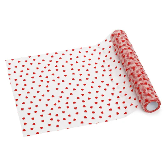 1 Nappe en tulle - Cœurs rouges