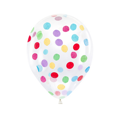 6 ballons confettis - Ø 30cm - Couleurs assorties