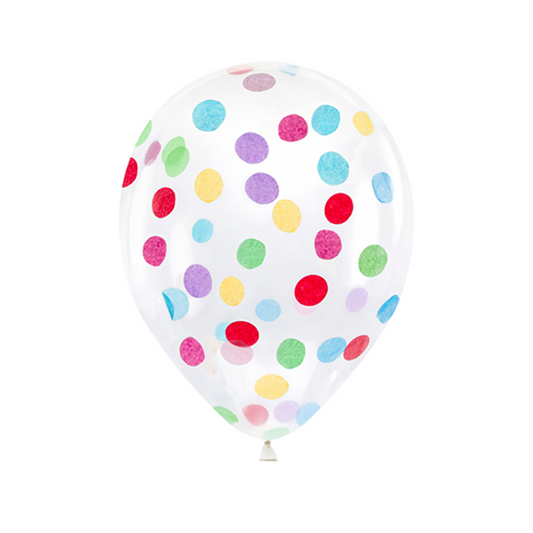 6 ballons confettis - Ø 30cm - Couleurs assorties