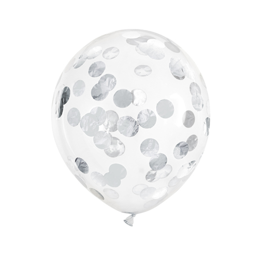 6 ballons confettis - Ø 30cm - Dotty - Argent