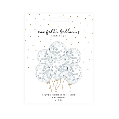6 confettiballonnen - Ø 30cm - Dotty - Zilver