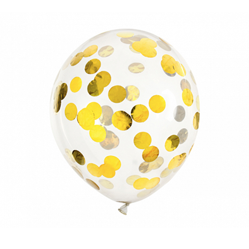 6 ballons confettis - Ø 30cm - Dotty - Or