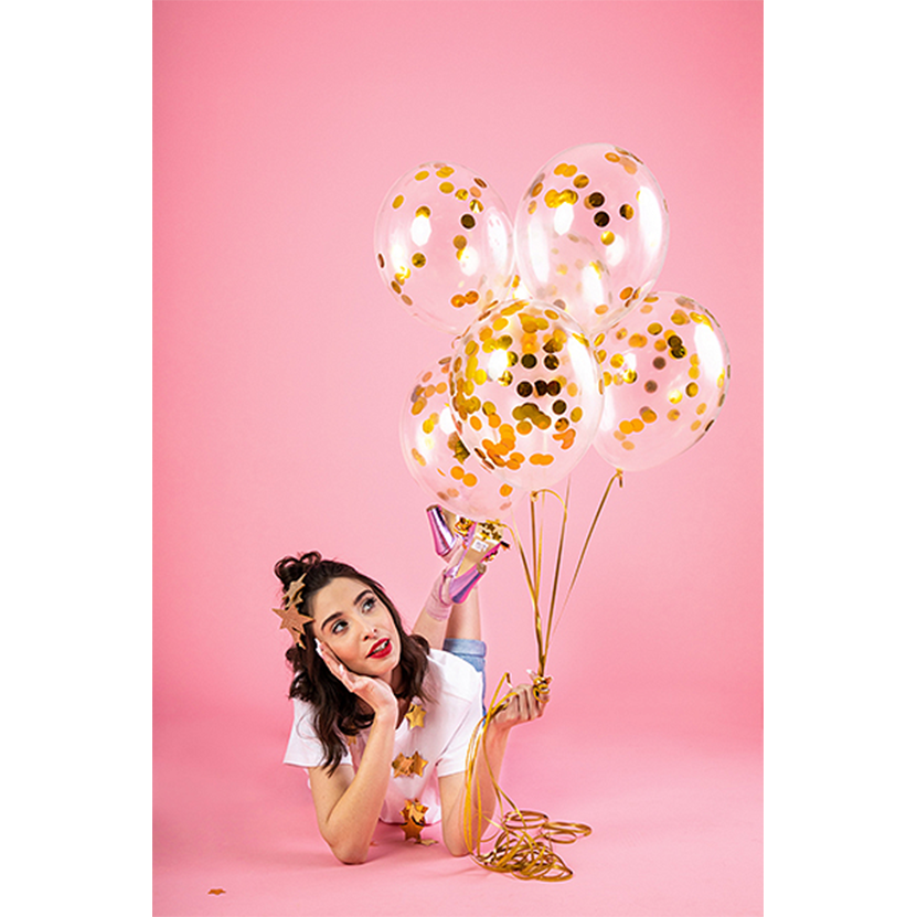 6 ballons confettis - Ø 30cm - Dotty - Or