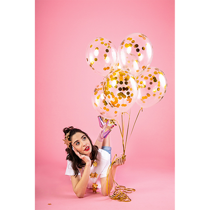 6 ballons confettis - Ø 30cm - Dotty - Or