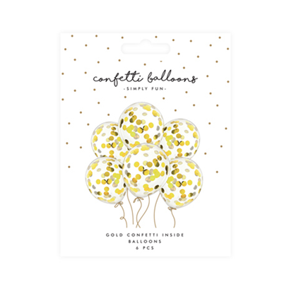 6 ballons confettis - Ø 30cm - Dotty - Or