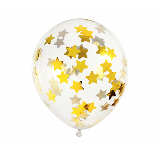 6 ballons confettis - Ø 30cm - Étoiles - Doré