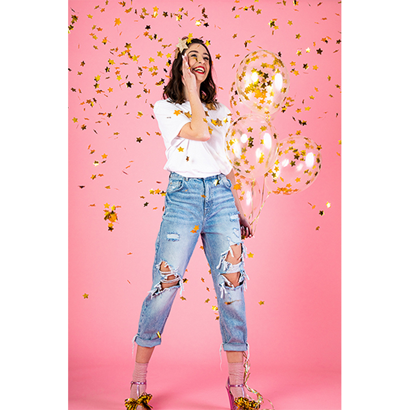 6 confetti ballonnen - Ø 30cm - Sterren - Goud