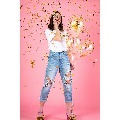 6 confetti ballonnen - Ø 30cm - Sterren - Goud