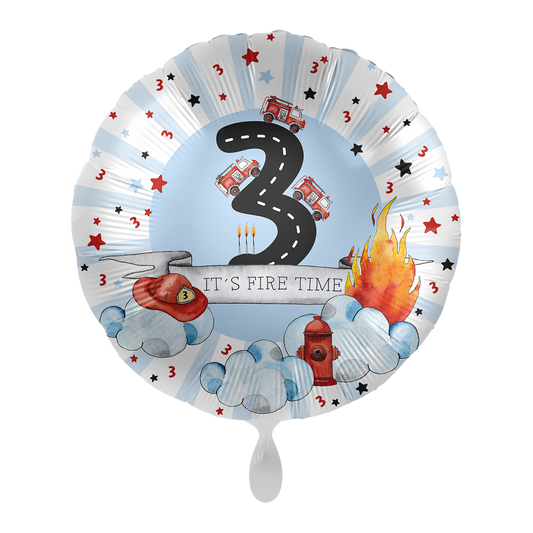 1 Ballon - Joyeux camion de pompiers - Trois