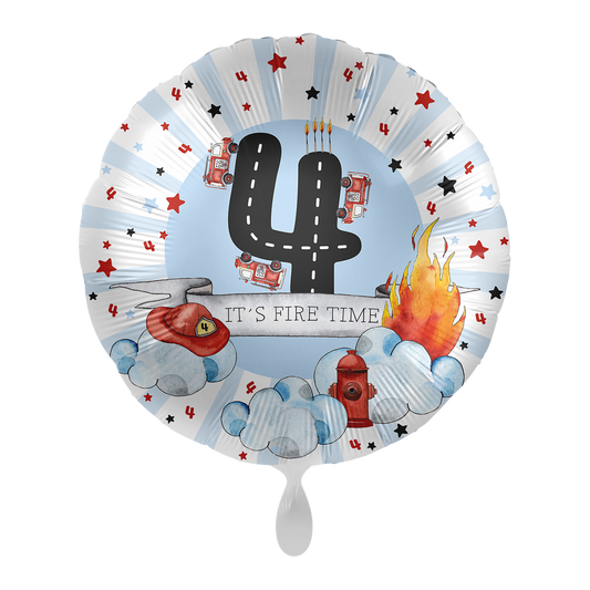 1 ballon - Joyeux camion de pompiers - Quatre